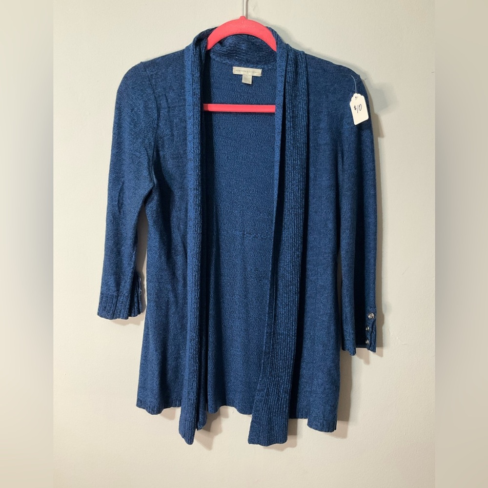 Blue open front cardigan sweater #cardigans